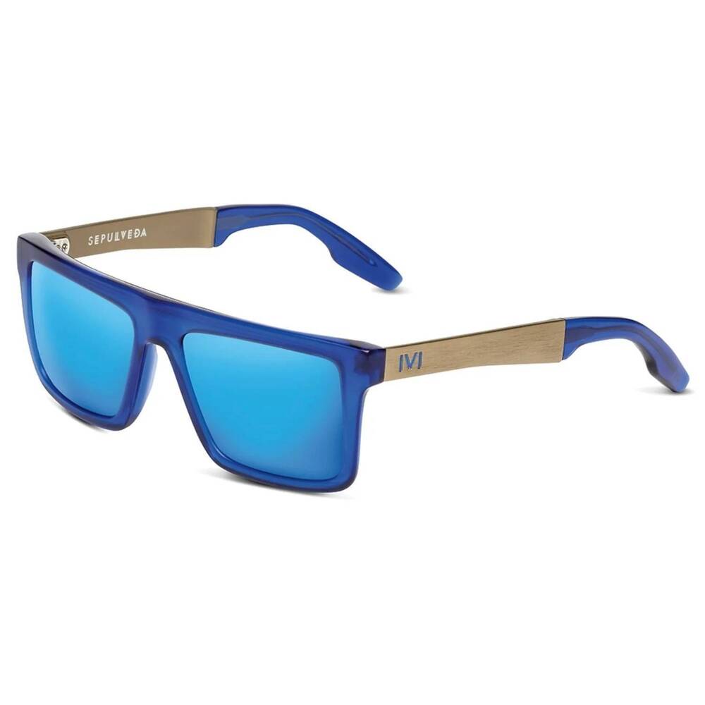 NEW IVI VISION unisex sepulveda sunglasses in matte midway blue - antique brass